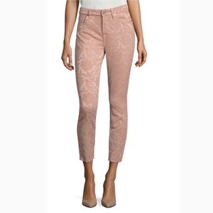 7 FOR ALL MANKIND Peach Jacquard Brocade Skinny